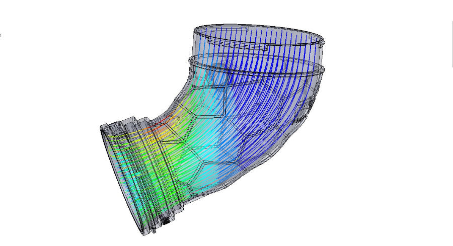 CFD-Strömungssimulation des optimierten RevDop Turboinlets für BMW B58