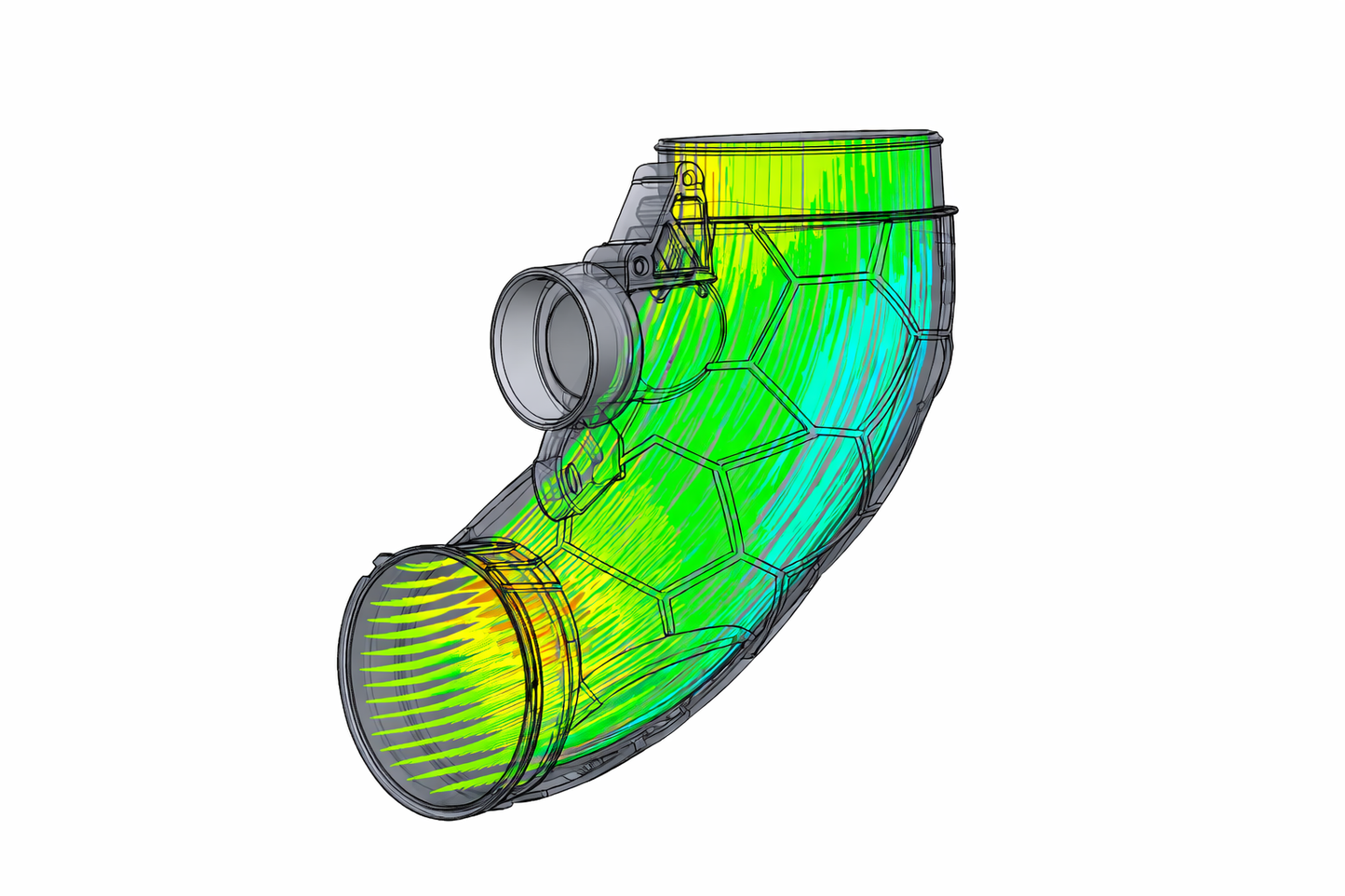 CFD Simulation des Turboinlets für BMW G2x 330d B57 Motor – optimierte Strömungsführung für reduzierten Druckverlust und schnelleres Ansprechverhalten