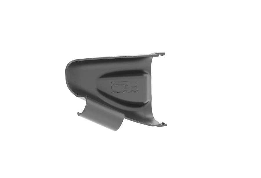CAD-Rendering des RevDop Airscoops für BMW F3x mit geformtem Luftkanal, Befestigungslaschen und integriertem RevDop Logo.